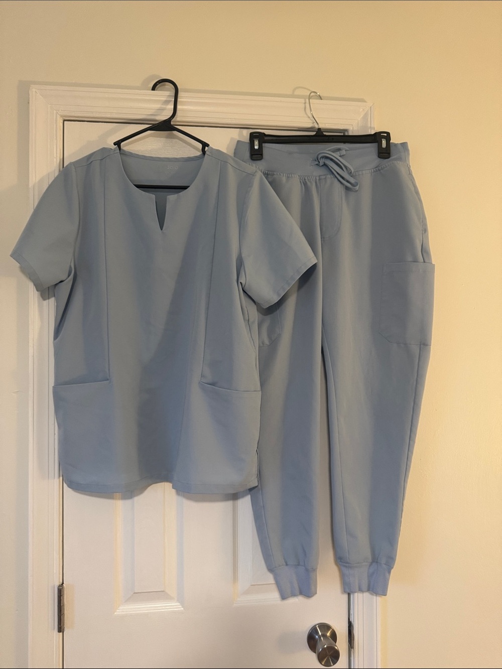 Light Blue Medical Scrub Top & Jogger Pants Set